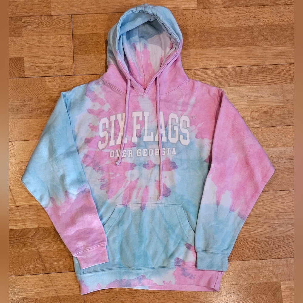 📌3for$10 Infinity Georgia Six Flags Hoodie Sweatshirt Pink Blue Size S